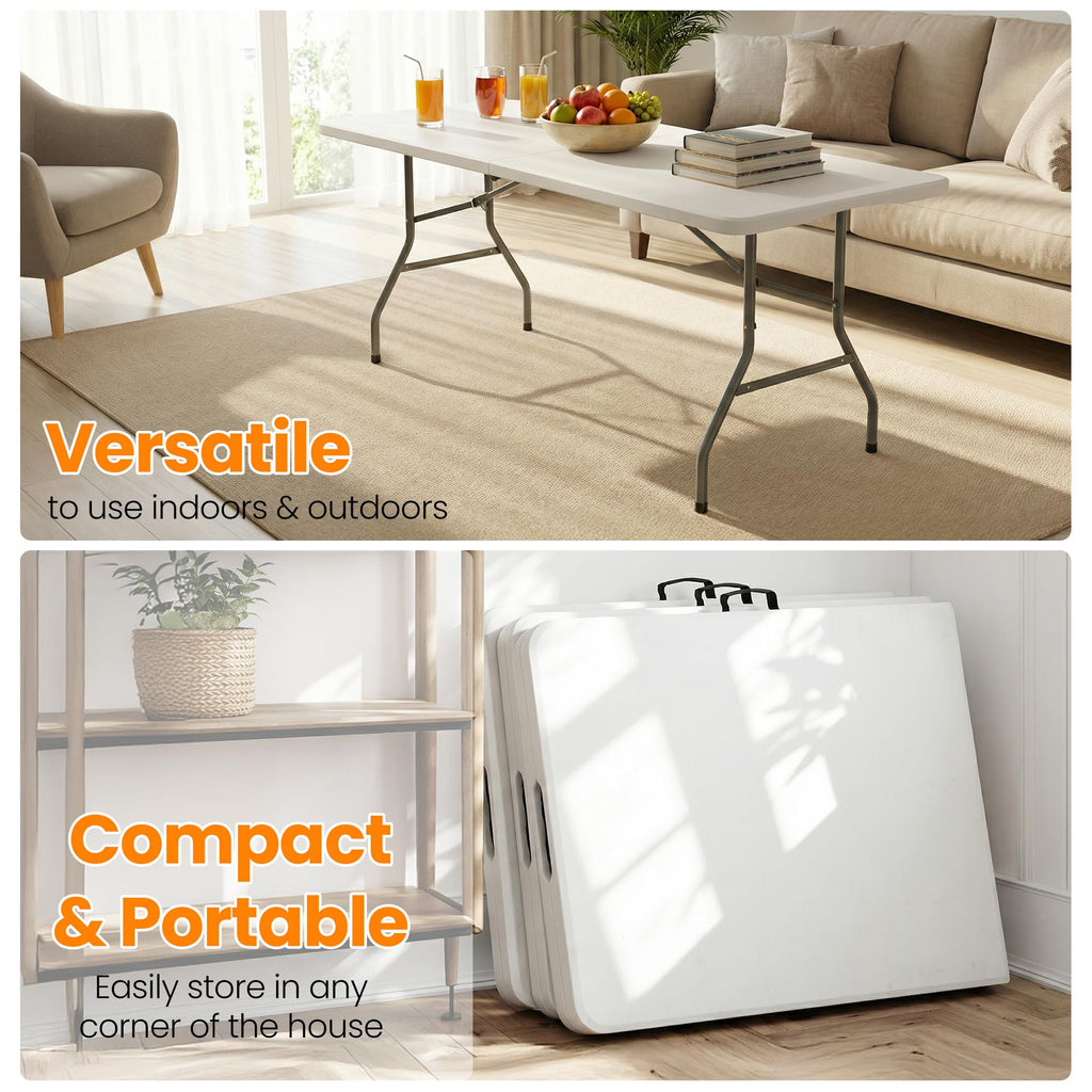 6FT White Portable Plastic Folding Table X7575