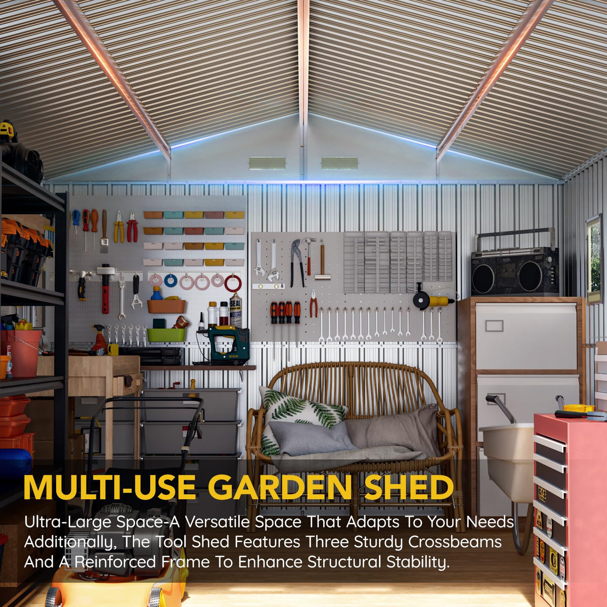 10x12x7.4FT Outdoor Storage Shed with Lockable Doors O42657