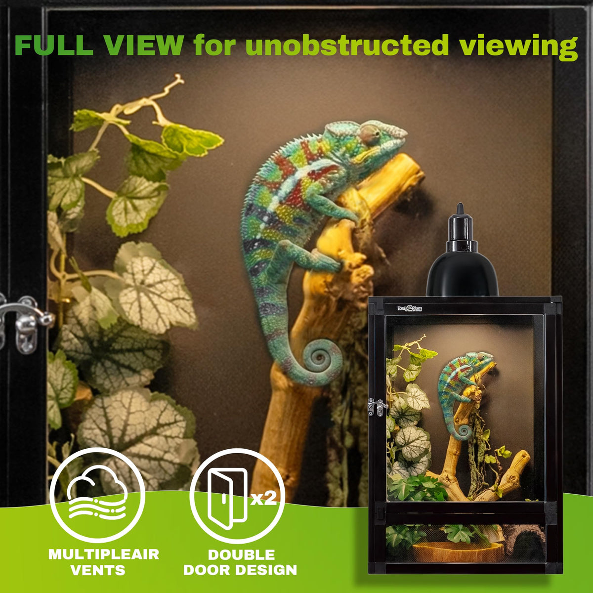 18"x18"x36" Aluminum Reptile Enclosure with Screen & Acrylic Doors D29644