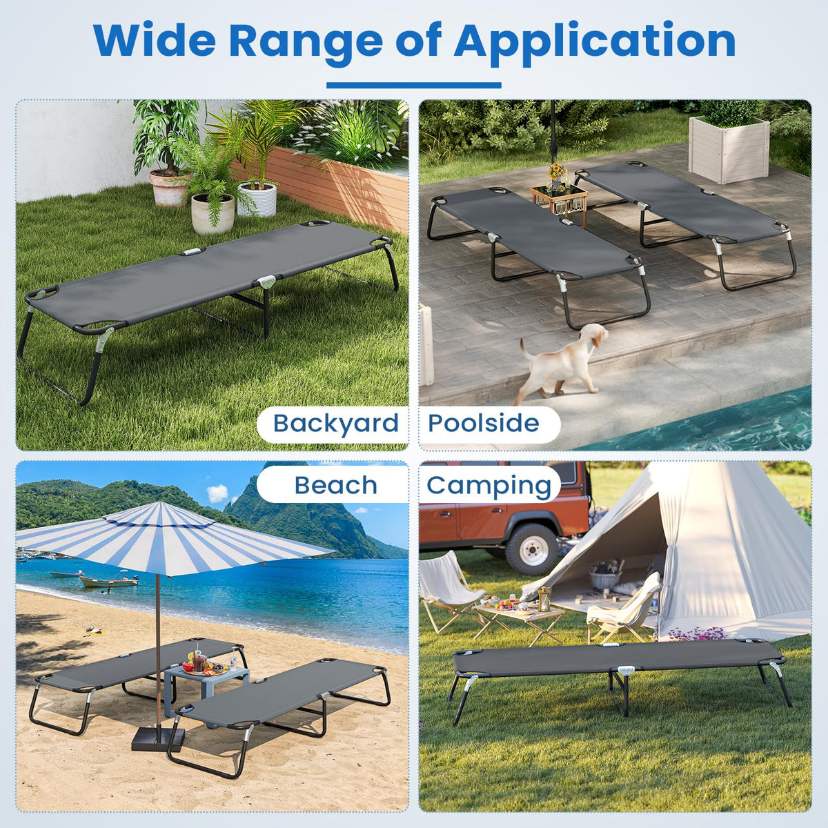 Folding Camping Cot Portable Ultralight Compact Sleeping Cot Bed Oxford Fabric I3911