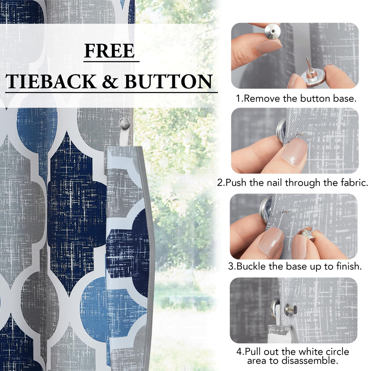Blue Grey 100x84 Blackout Curtains R3510