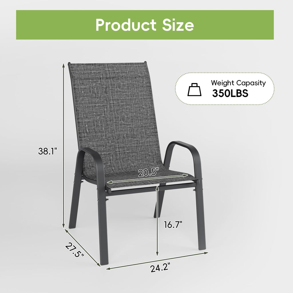 Dark Grey Metal Patio Chairs Set of 4 U79698