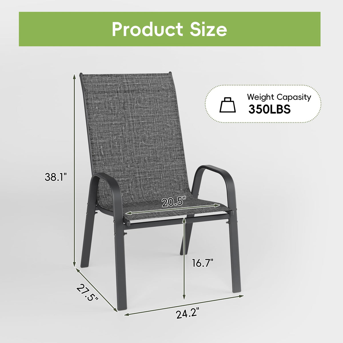 Dark Grey Metal Patio Chairs Set of 4 U79698