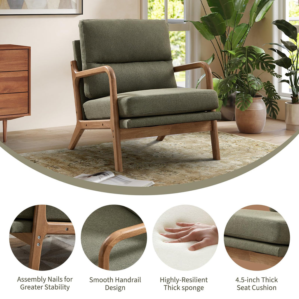 Mid Century Accent Chair Set of 2 Green P786577