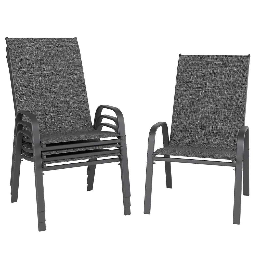 Dark Grey Metal Patio Chairs Set of 4 U79698
