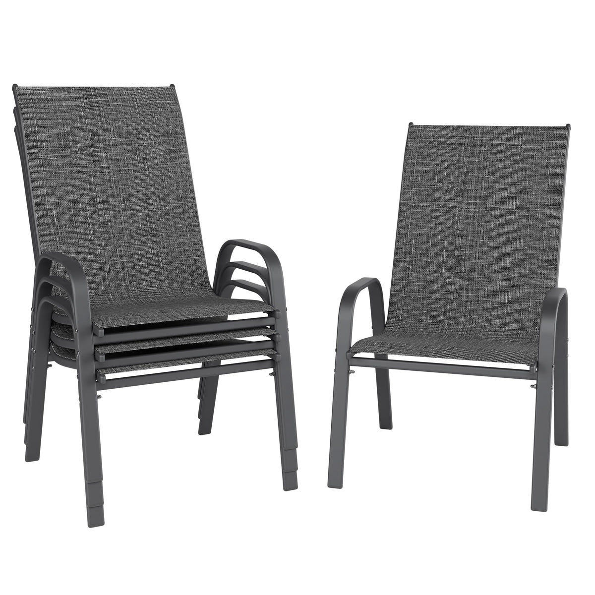 Dark Grey Metal Patio Chairs Set of 4 U79698