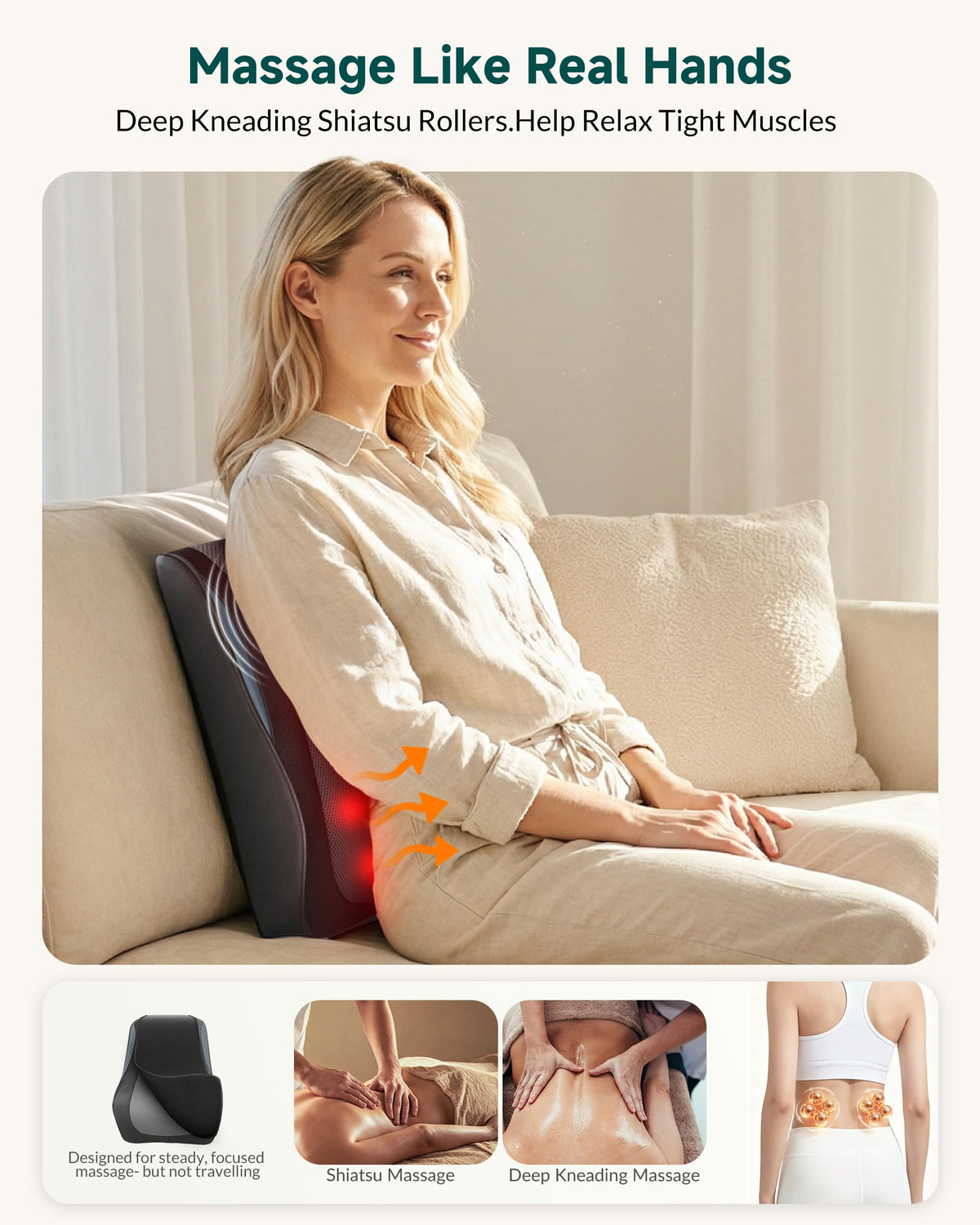 4D Shiatsu Neck Massage Pillow with Heat A324517