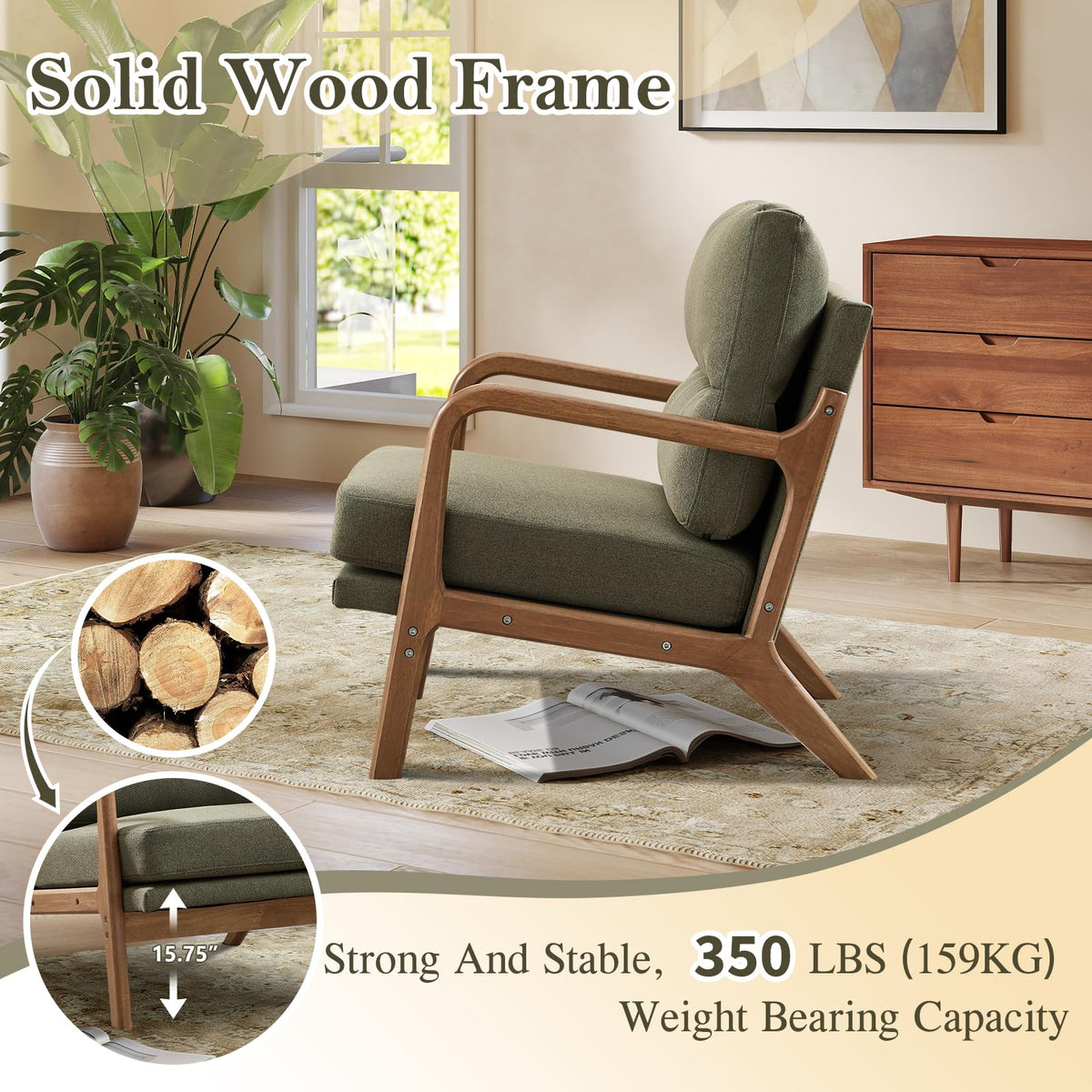 Mid Century Accent Chair Set of 2 Green P786577
