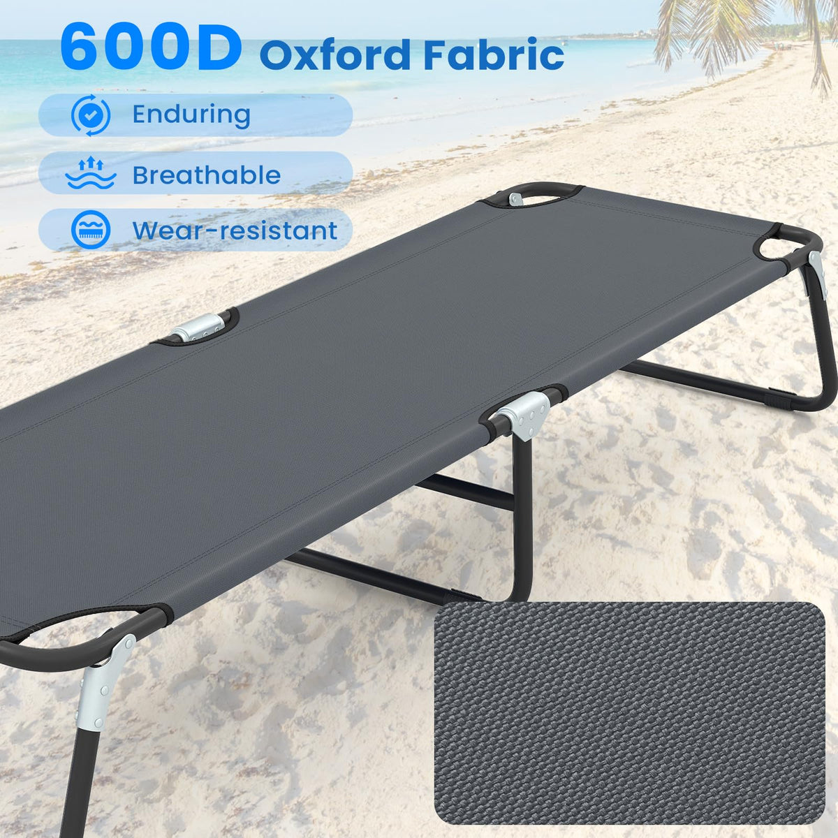 Folding Camping Cot Portable Ultralight Compact Sleeping Cot Bed Oxford Fabric I3911