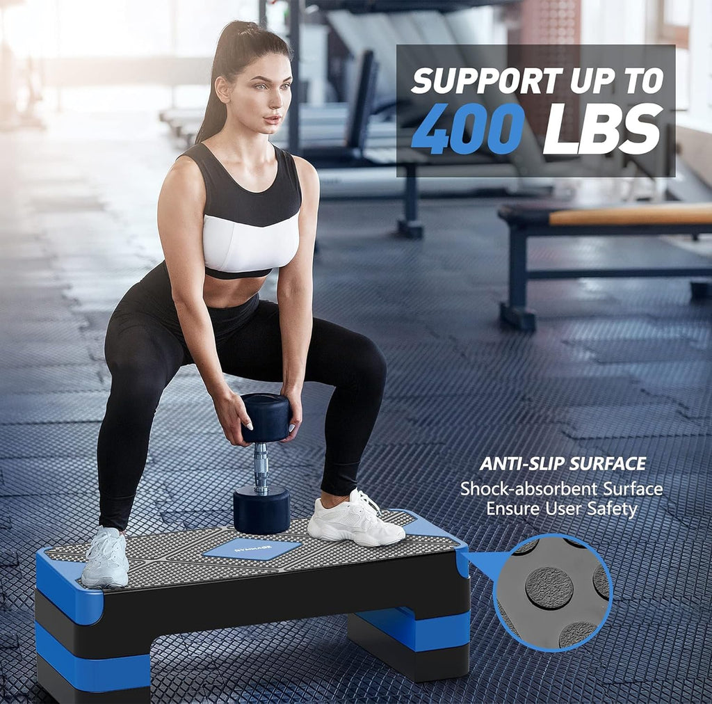 Adjustable Aerobic Exercise Step with 4” 6” 8” Risers W77381