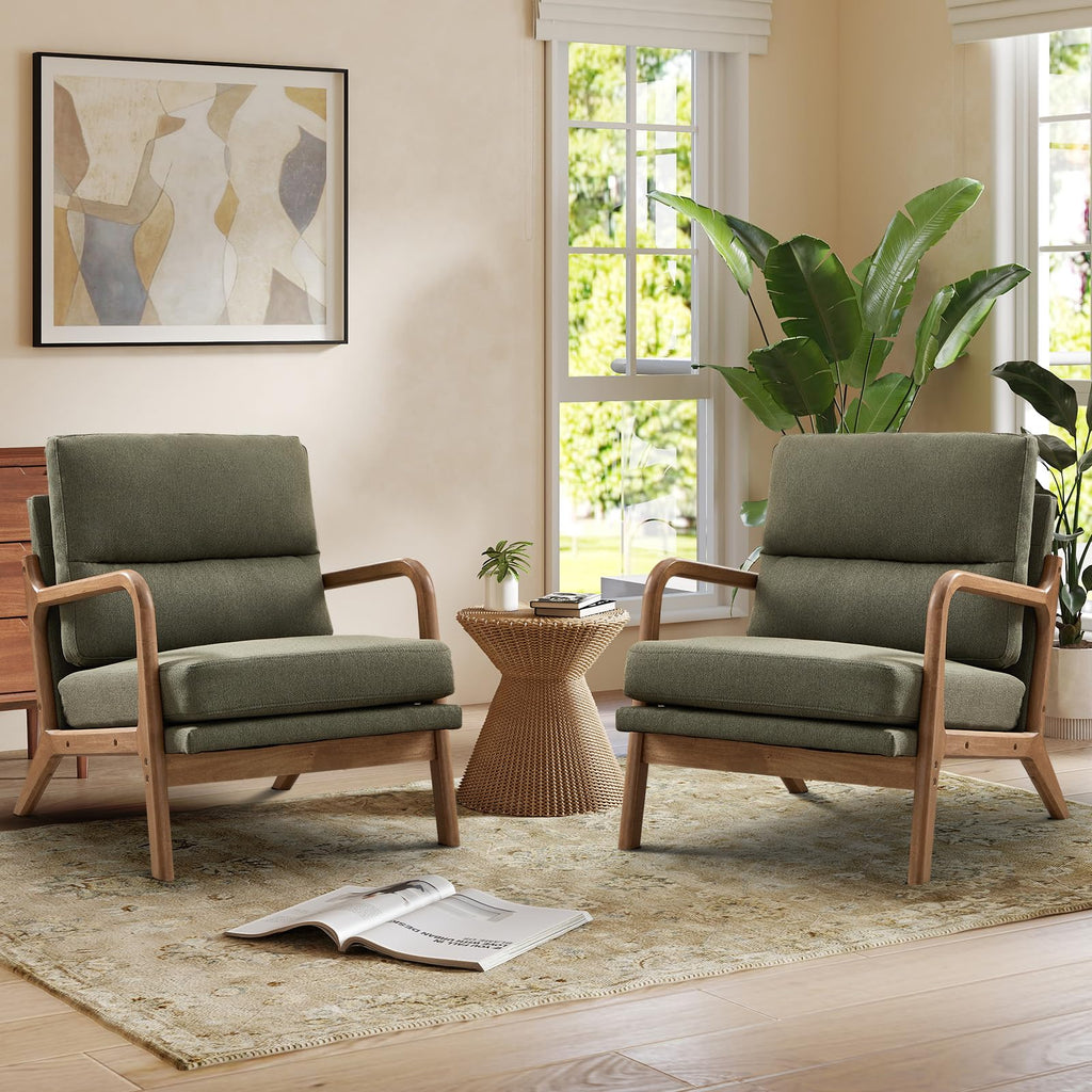 Mid Century Accent Chair Set of 2 Green P786577