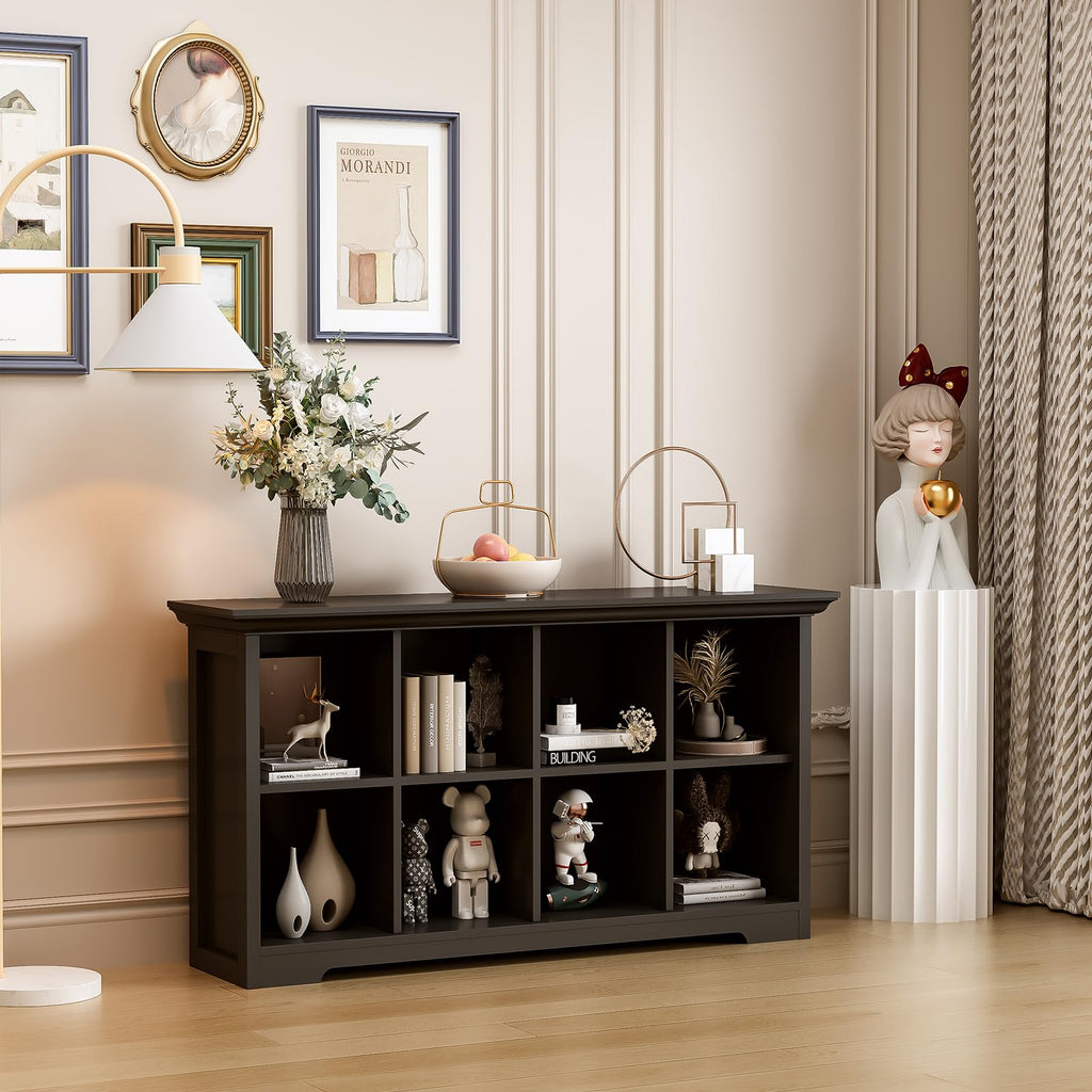 Black 8-Cube Open Bookcase with 2-Tier Low Cabinet G75613