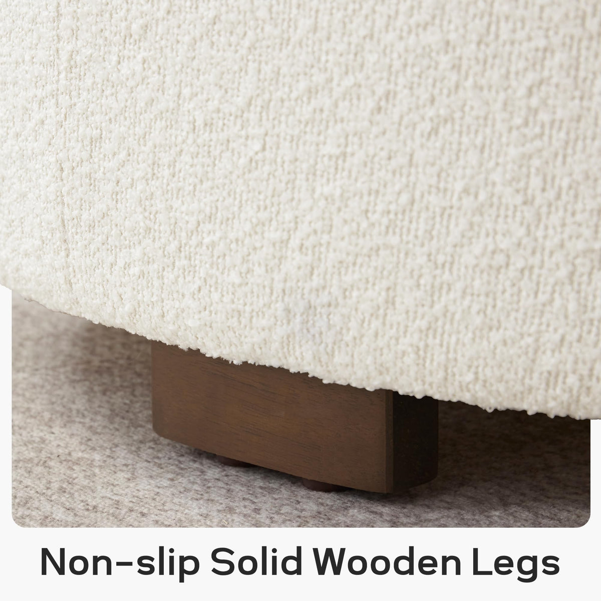 30 Inch Round Boucle Storage Ottoman E695206