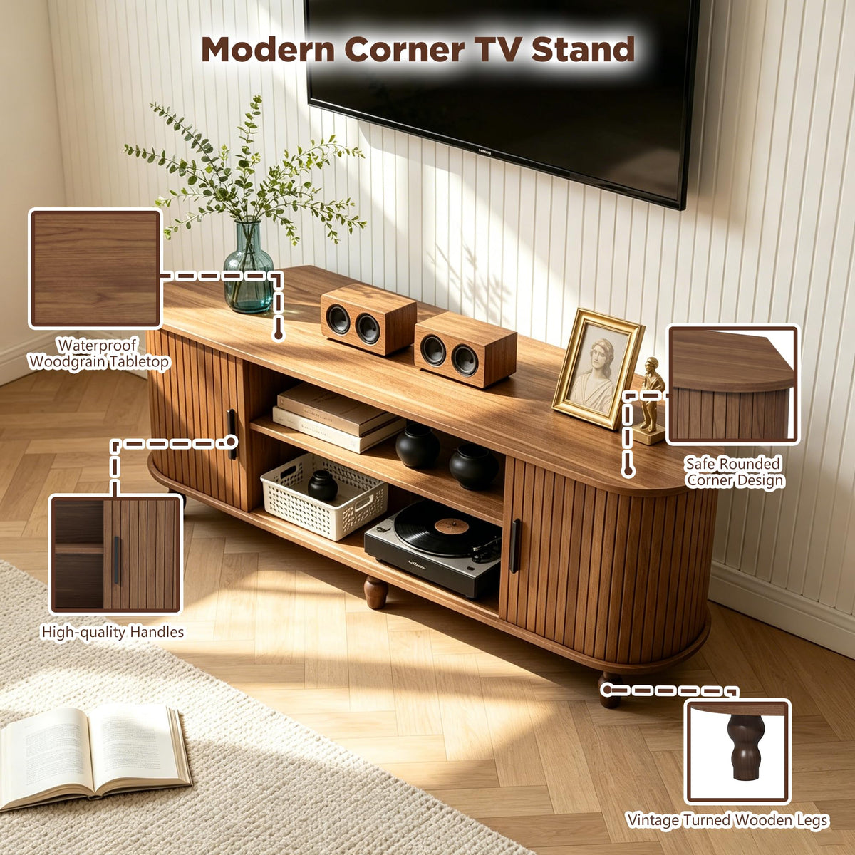 45" Corner TV Stand with Storage K6097