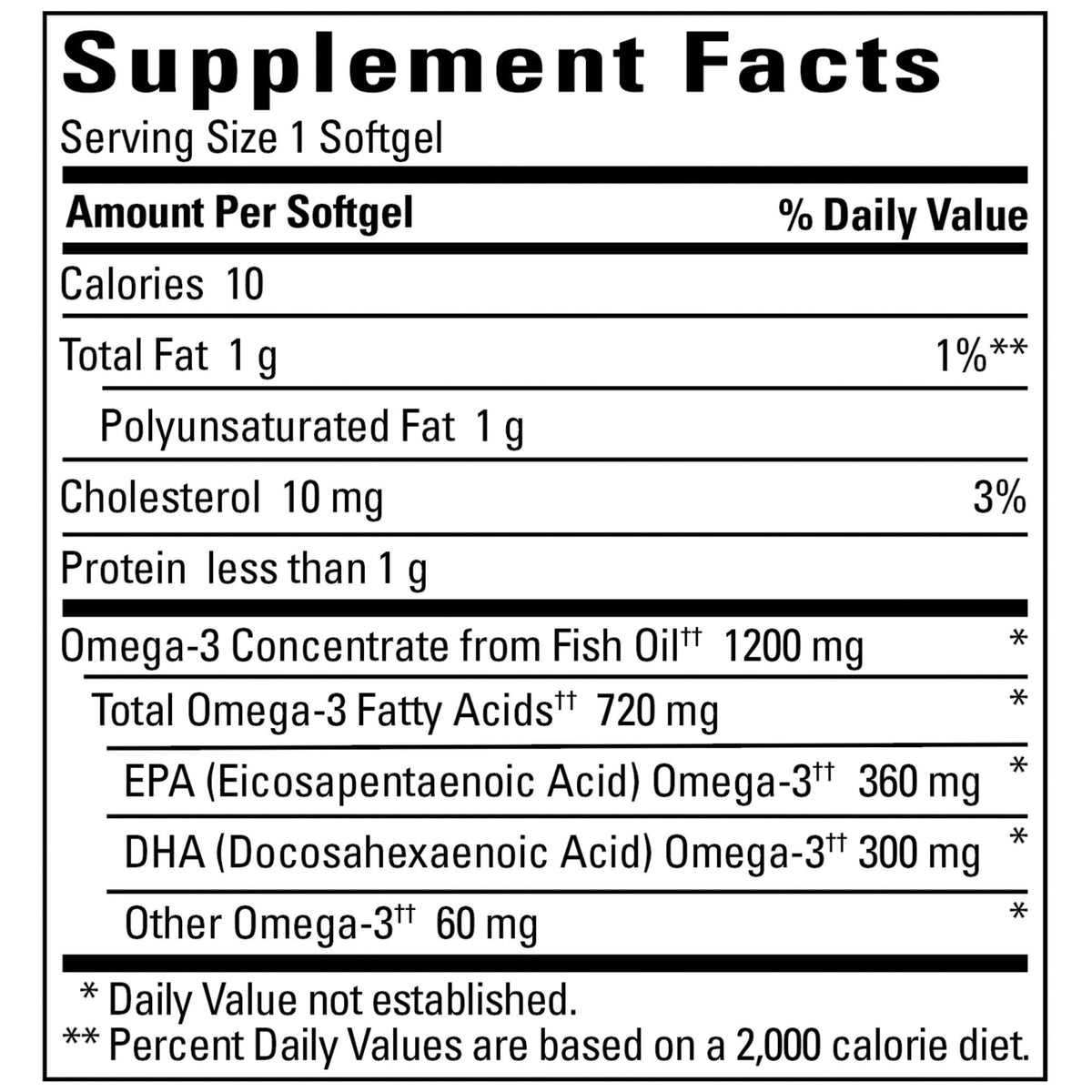 Fish Oil Omega 3 Supplement 1200 mg 120 Softgels E699