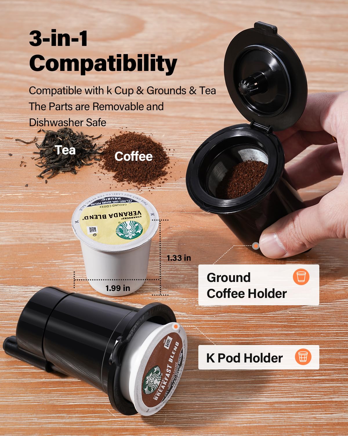 Single Serve Coffee Maker for K Cup and Grounds, White N8760