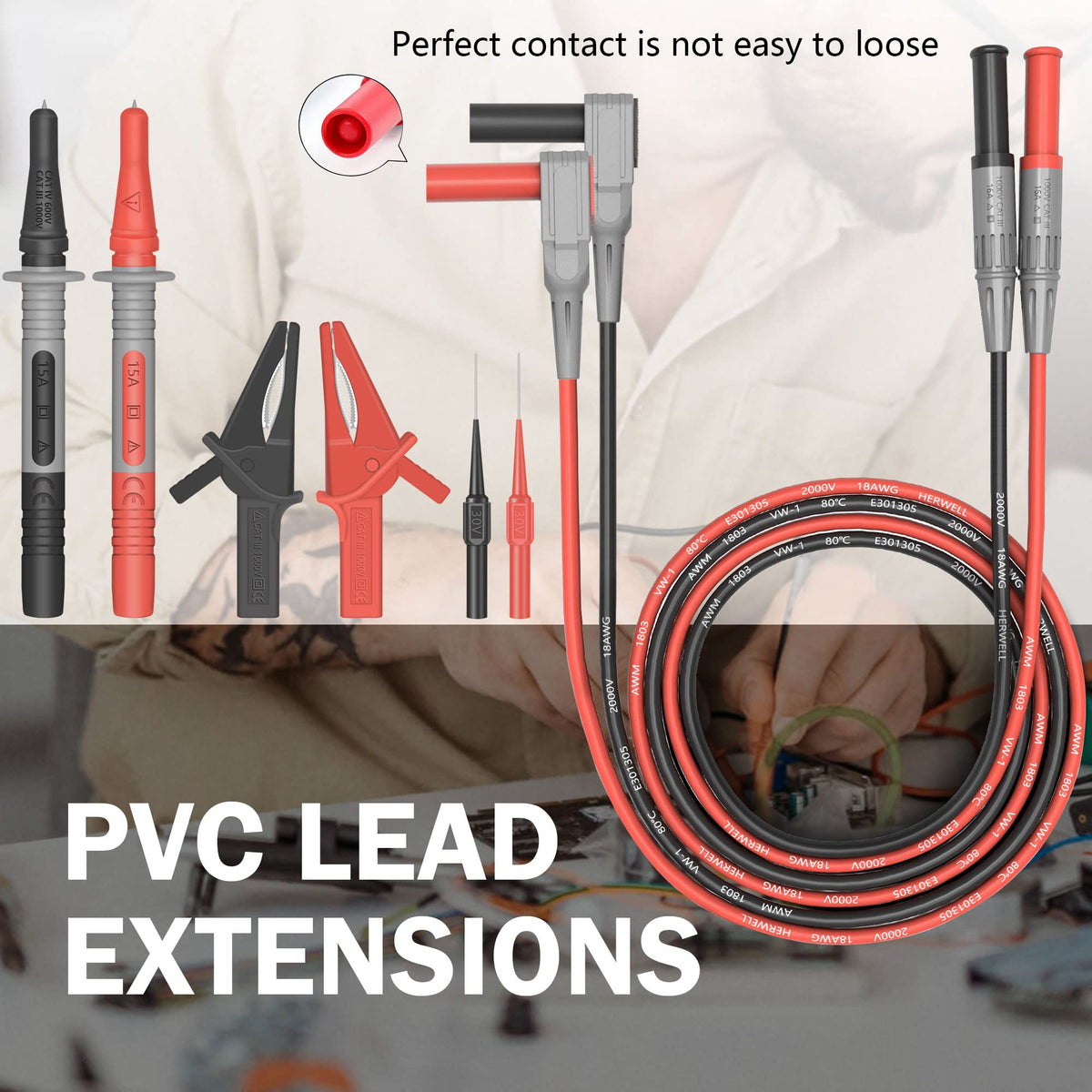 4mm Banana Plug Test Leads with Alligator Clips F134