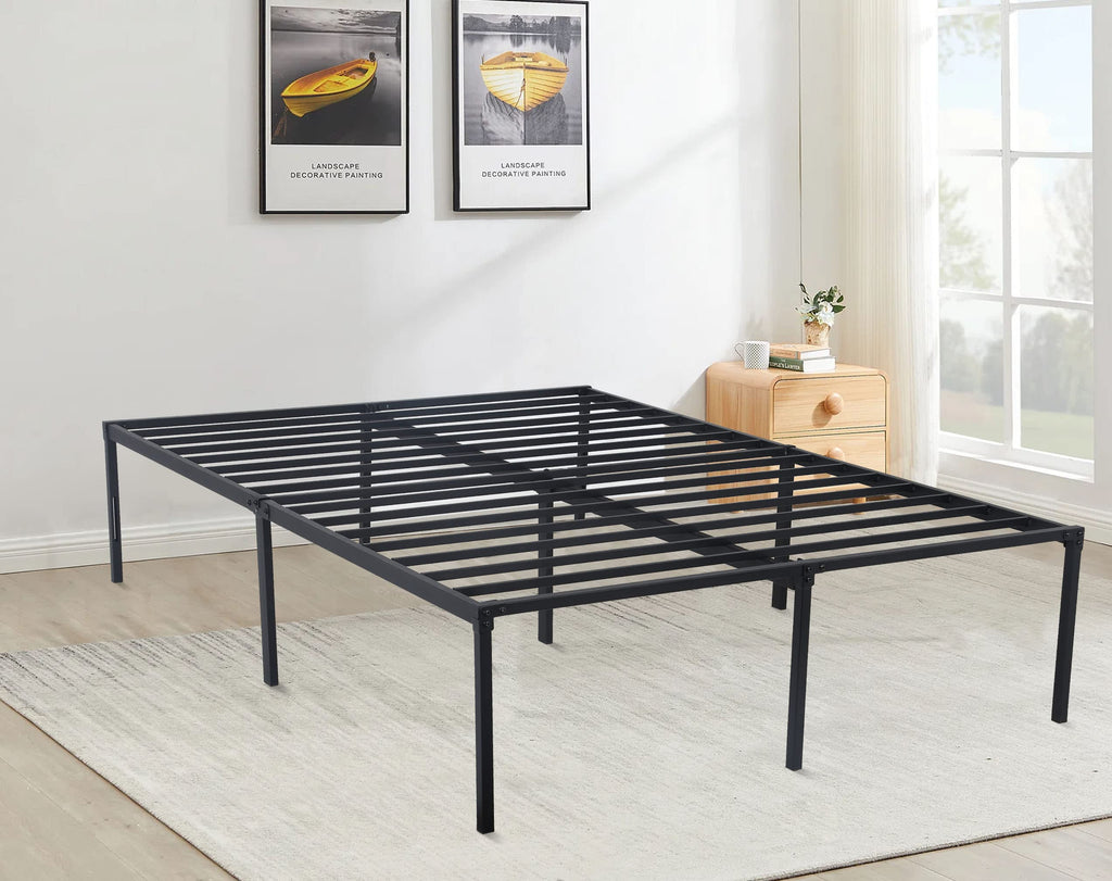 18 Inch Black Metal Full Size Platform Bed Frame with Storage Y896591