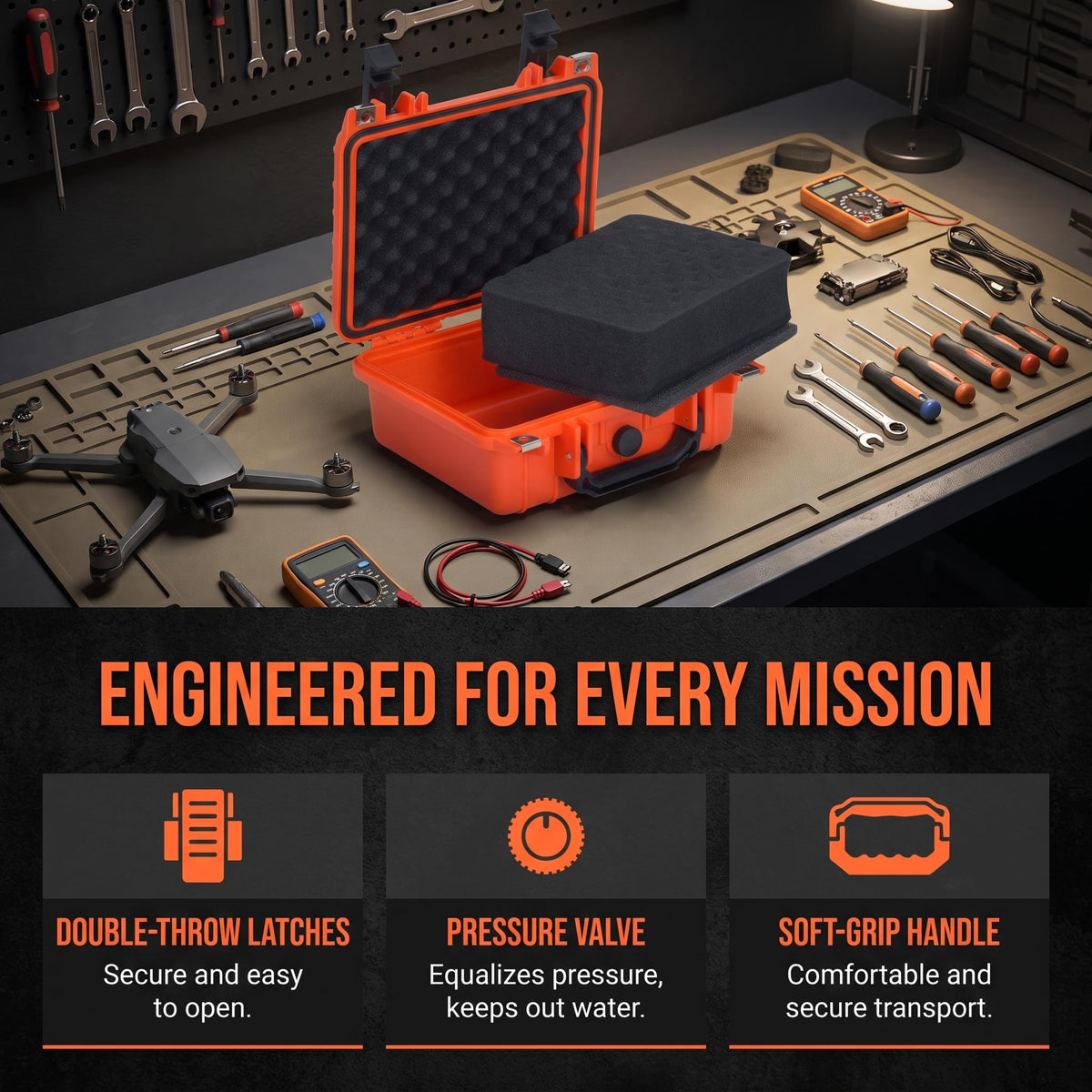 Portable IP67 Waterproof Protective Case with Customizable Foam E827484