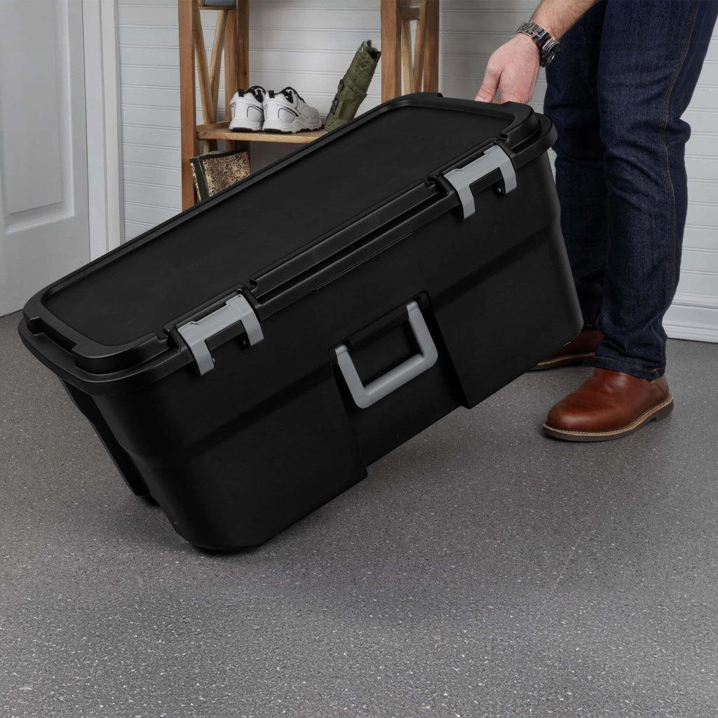 22 Gallon Black Wheeled Plastic Storage Trunk W8368