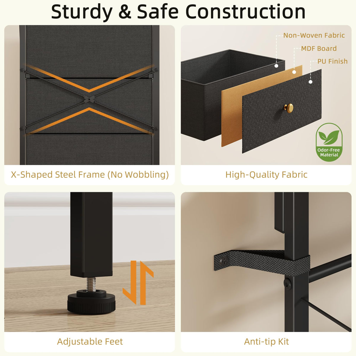 Black 4 Drawer Vanity Dresser with Adjustable Mirror S4620