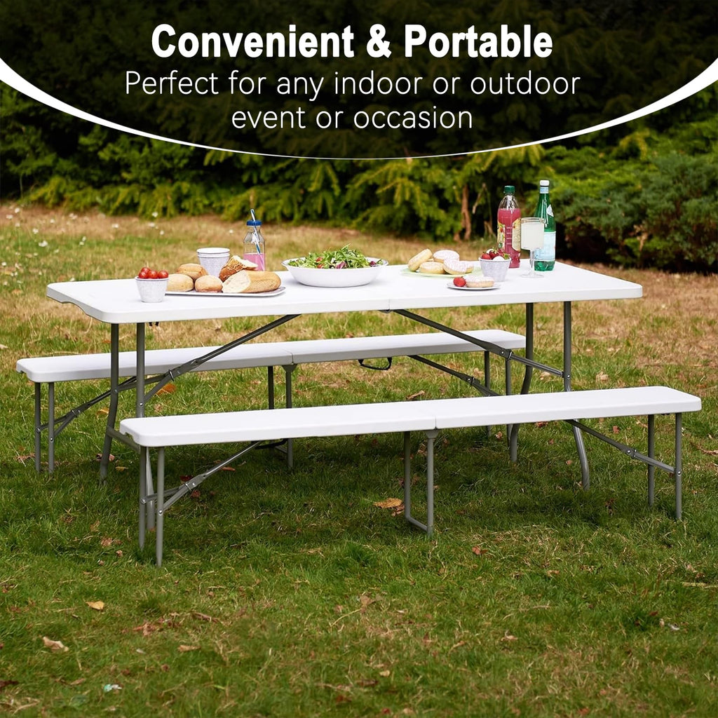 6FT White Portable Plastic Folding Table X7575
