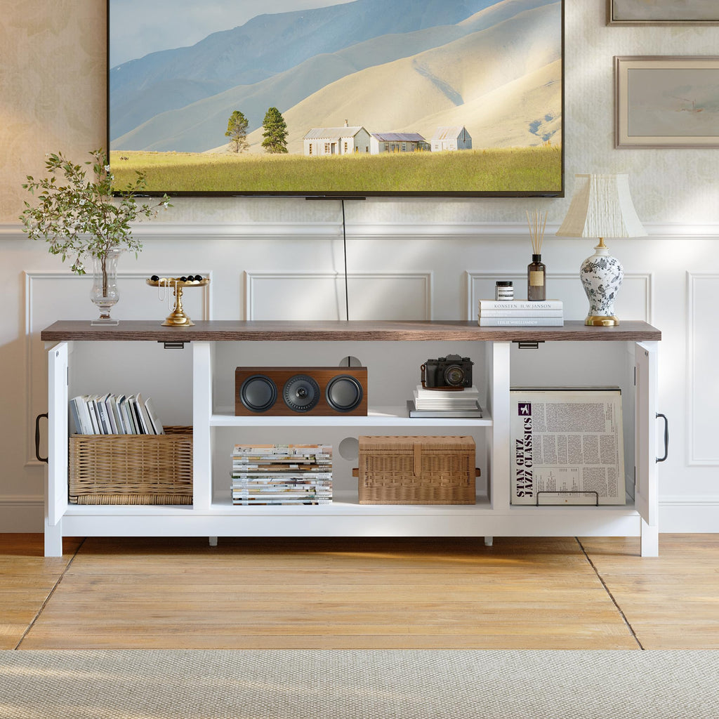 54" TV Stand with Storage Cabinet and Open Shelves F404451