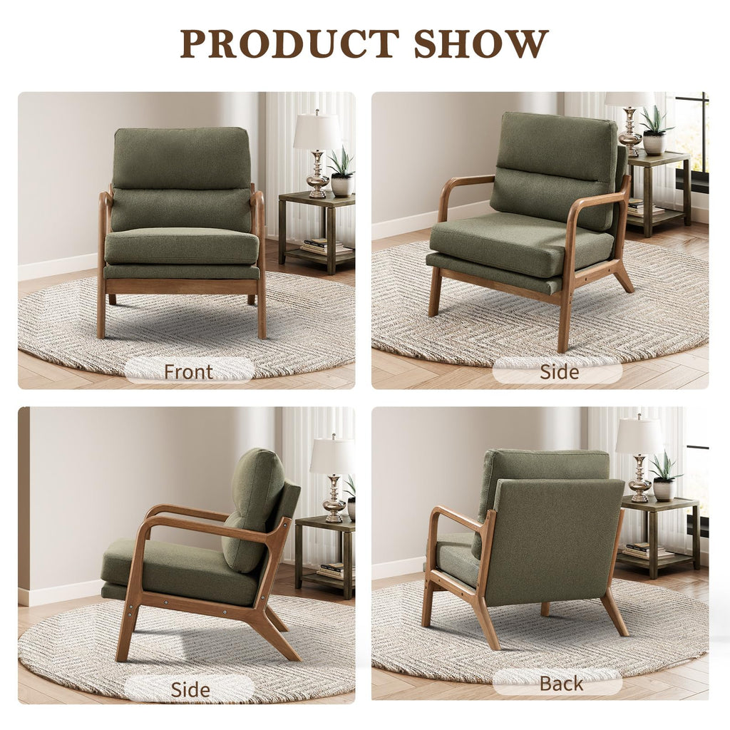 Mid Century Accent Chair Set of 2 Green P786577