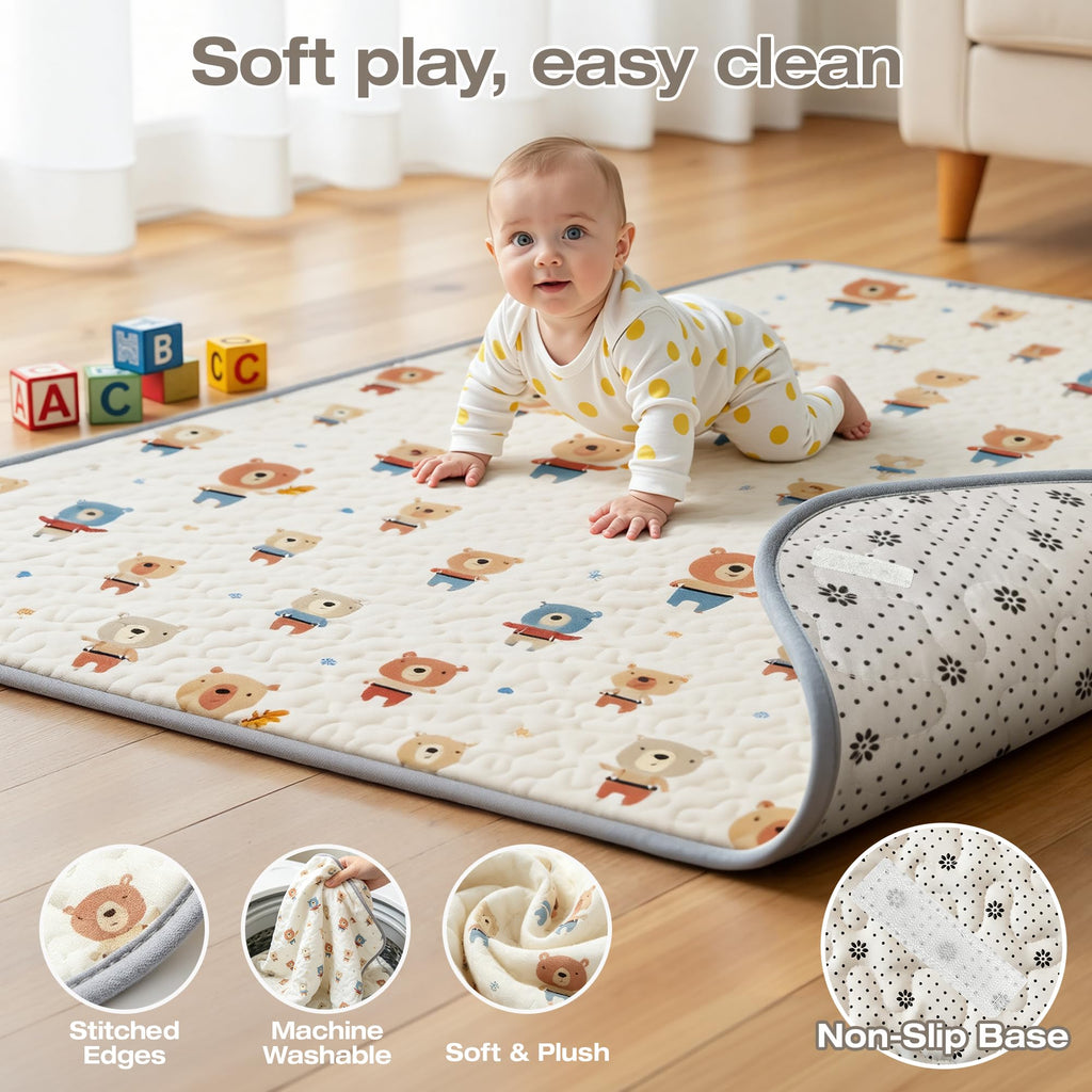 Baby Playpen with Mat, 47x47in Beige B8019
