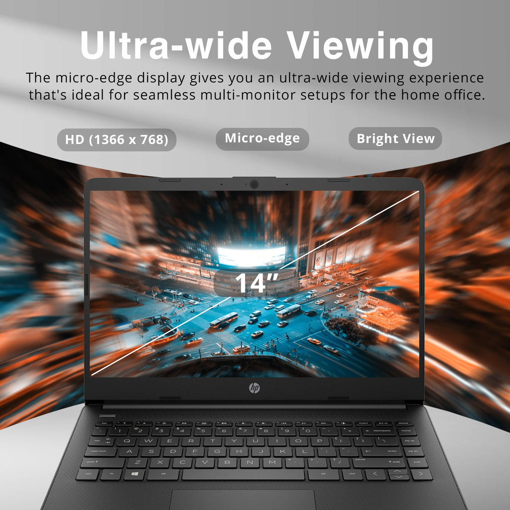 14-inch Laptop, Intel Celeron N4000, 4 GB RAM, 64 GB eMMC, Jet Black M70318