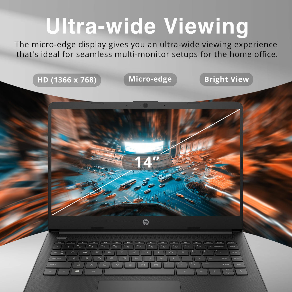 14-inch Laptop, Intel Celeron N4000, 4 GB RAM, 64 GB eMMC, Jet Black M70318