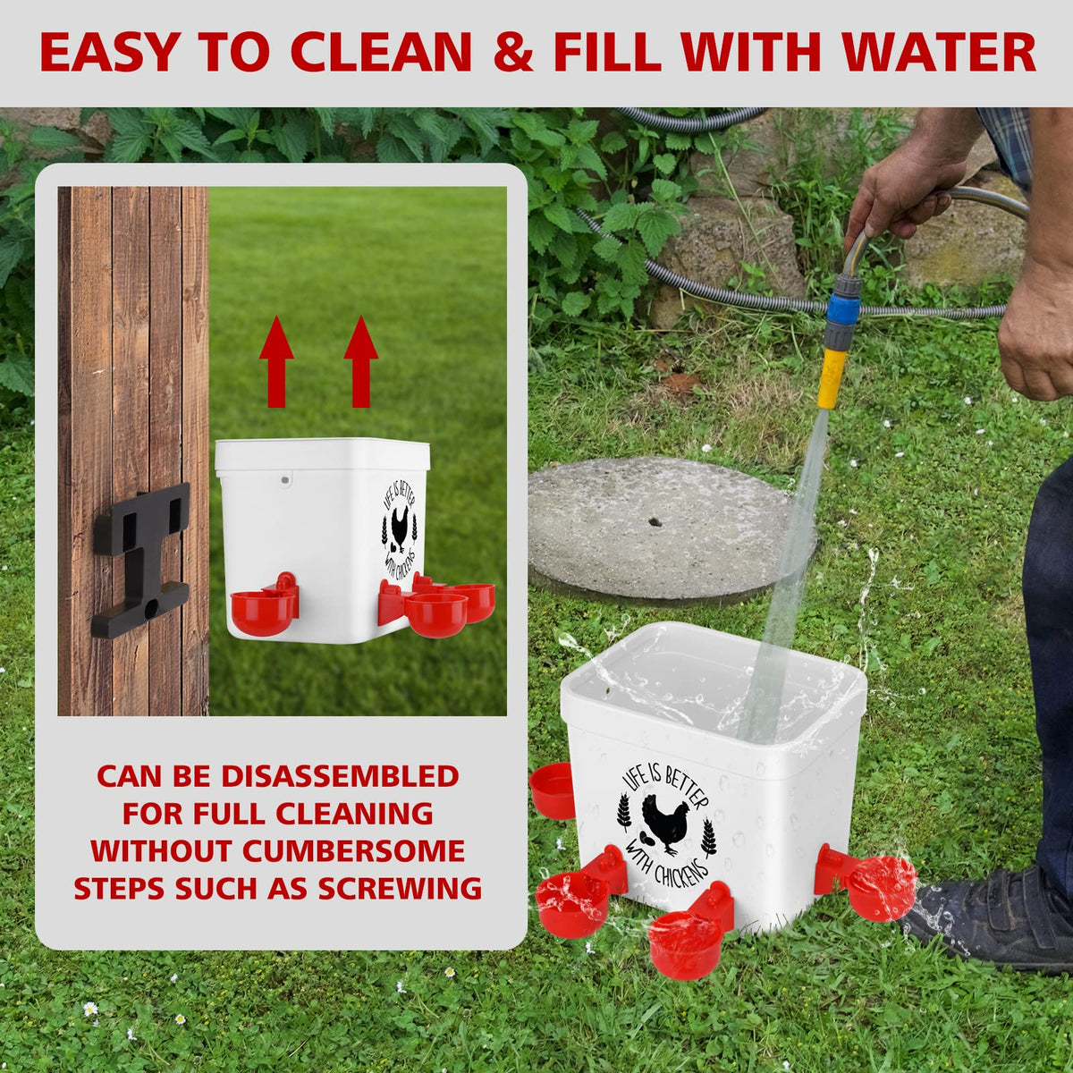 Chicken Waterer with 4 Water Cups 2 Gallon B741322