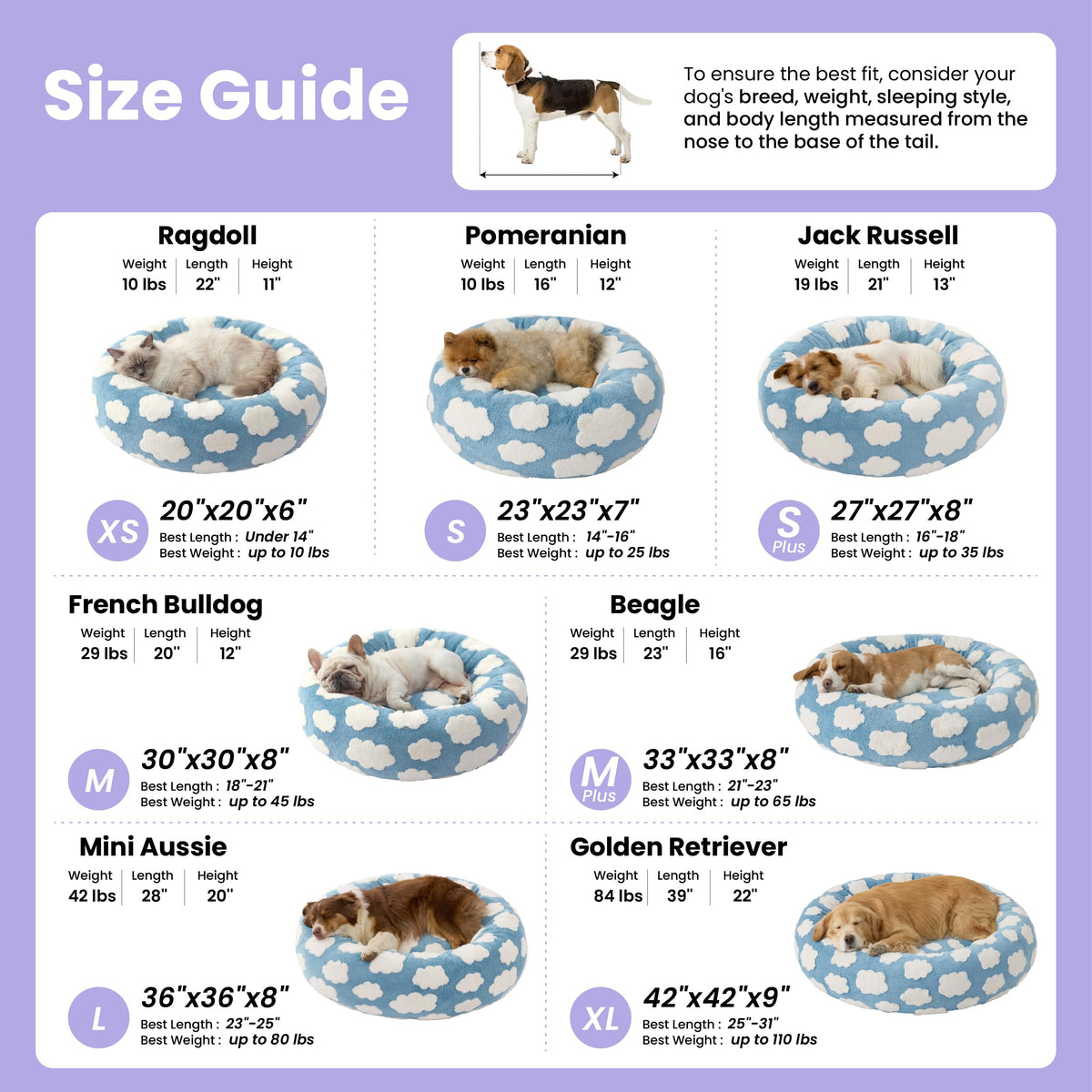 Blue 30x30x8in Dog Bed U89801