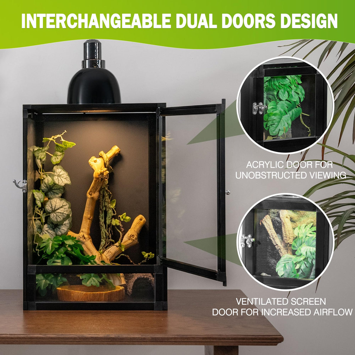 18"x18"x36" Aluminum Reptile Enclosure with Screen & Acrylic Doors D29644