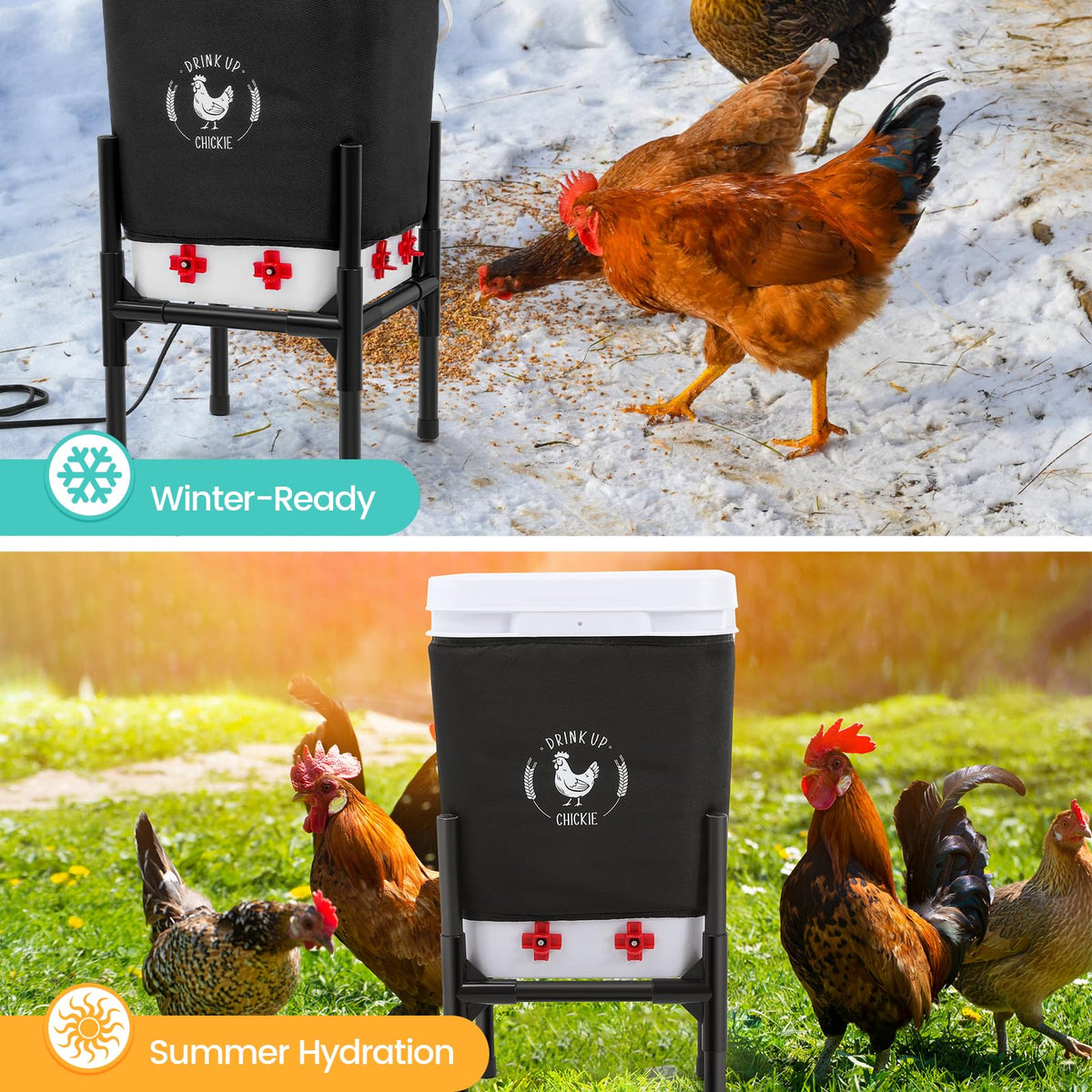 6.6 Gallon Heated Chicken Waterer with Stand E989