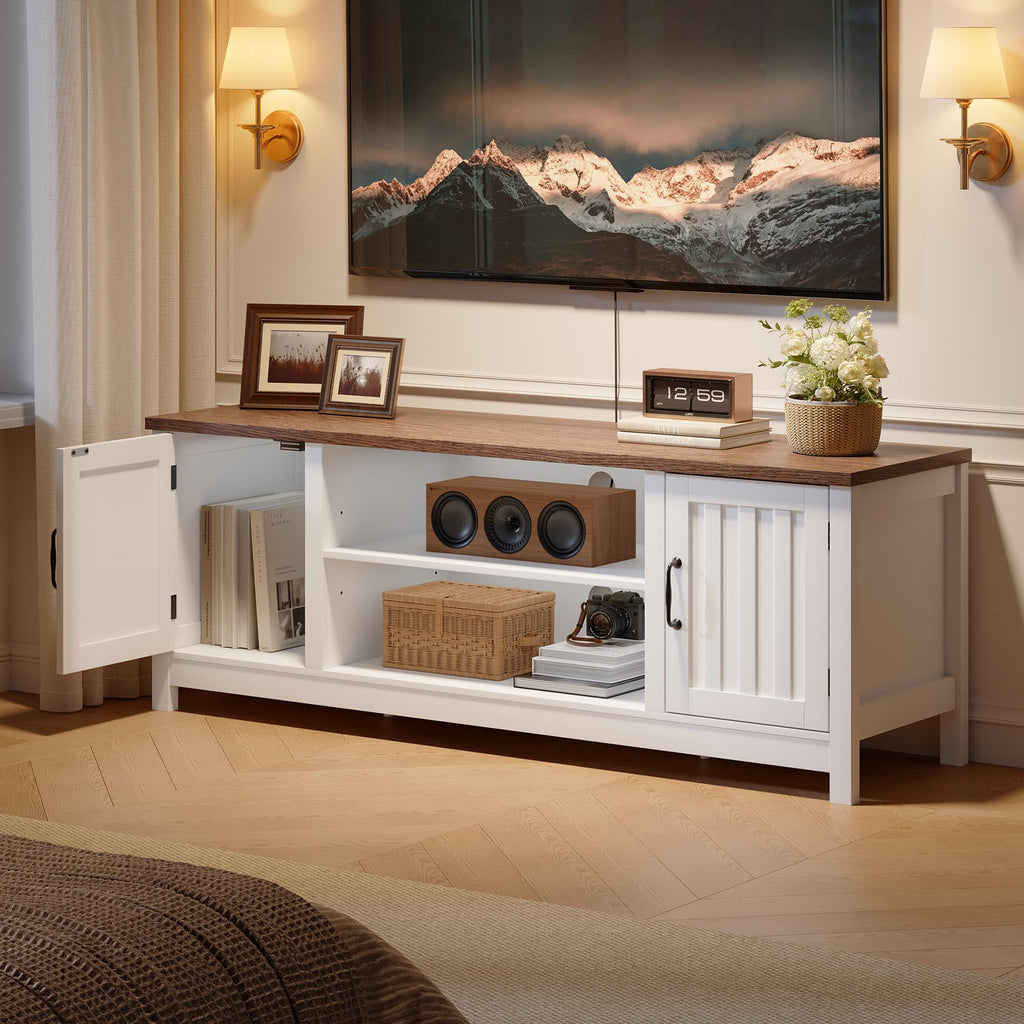 54" TV Stand with Storage Cabinet and Open Shelves F404451