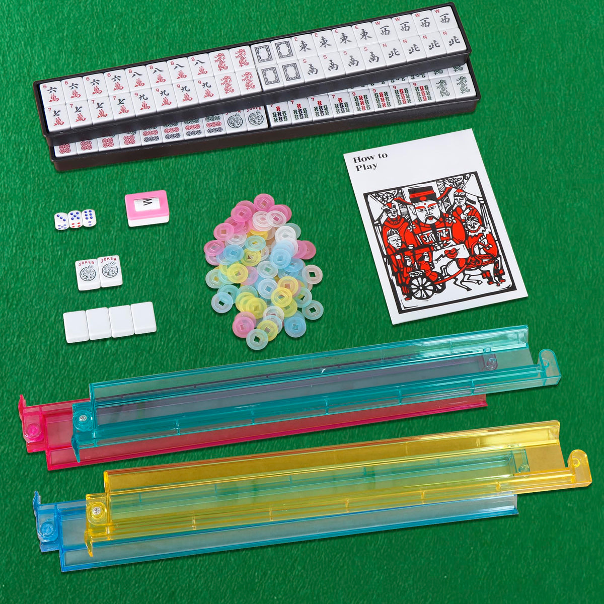 166 Tiles Mah Jongg Set with Soft Velour Bag L9119