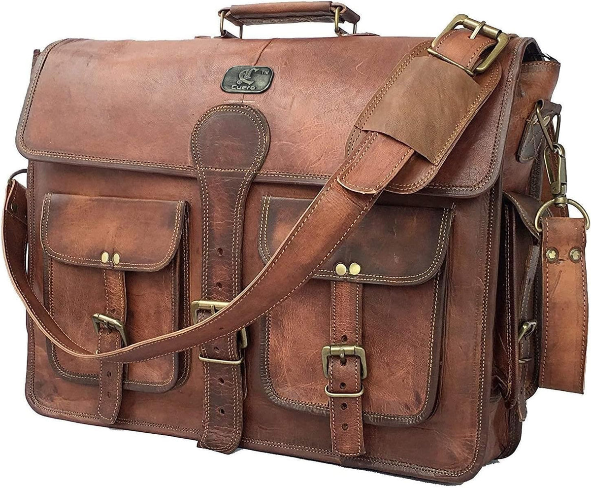 Vintage Brown Full Grain Leather Messenger Bag W803