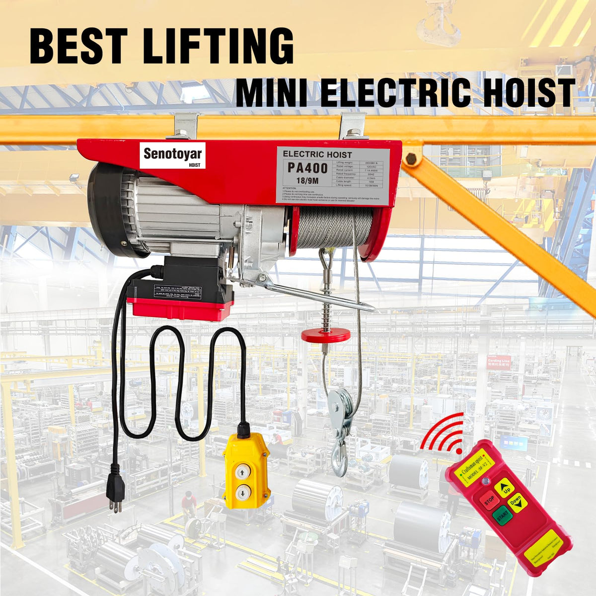 880lbs Electric Hoist Winch with Wireless Control G572368
