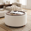 30 Inch Round Boucle Storage Ottoman E695206