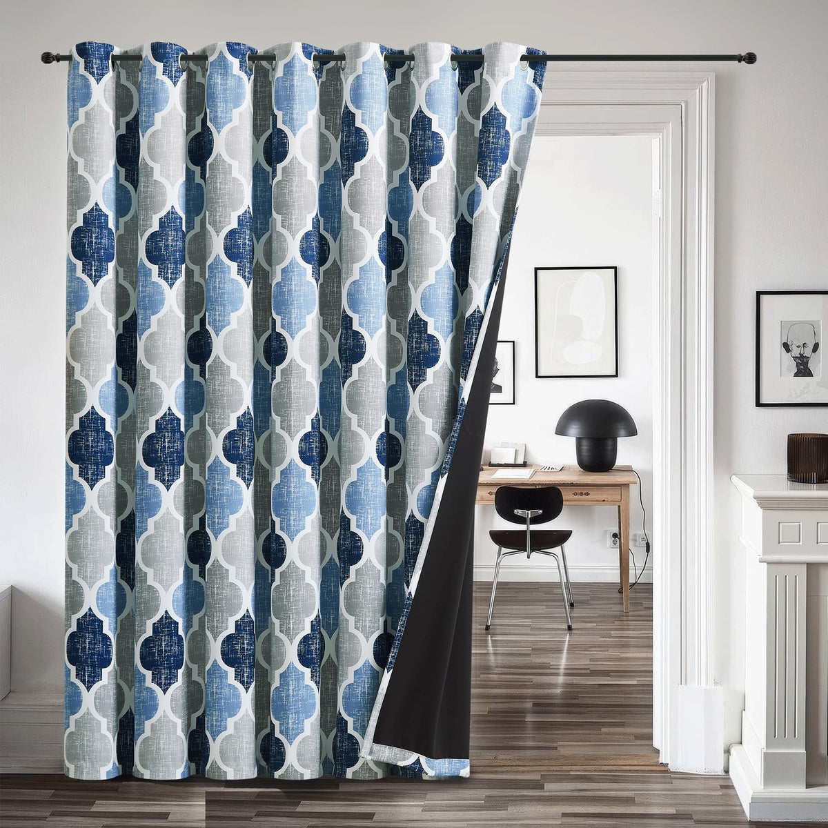 Blue Grey 100x84 Blackout Curtains R3510