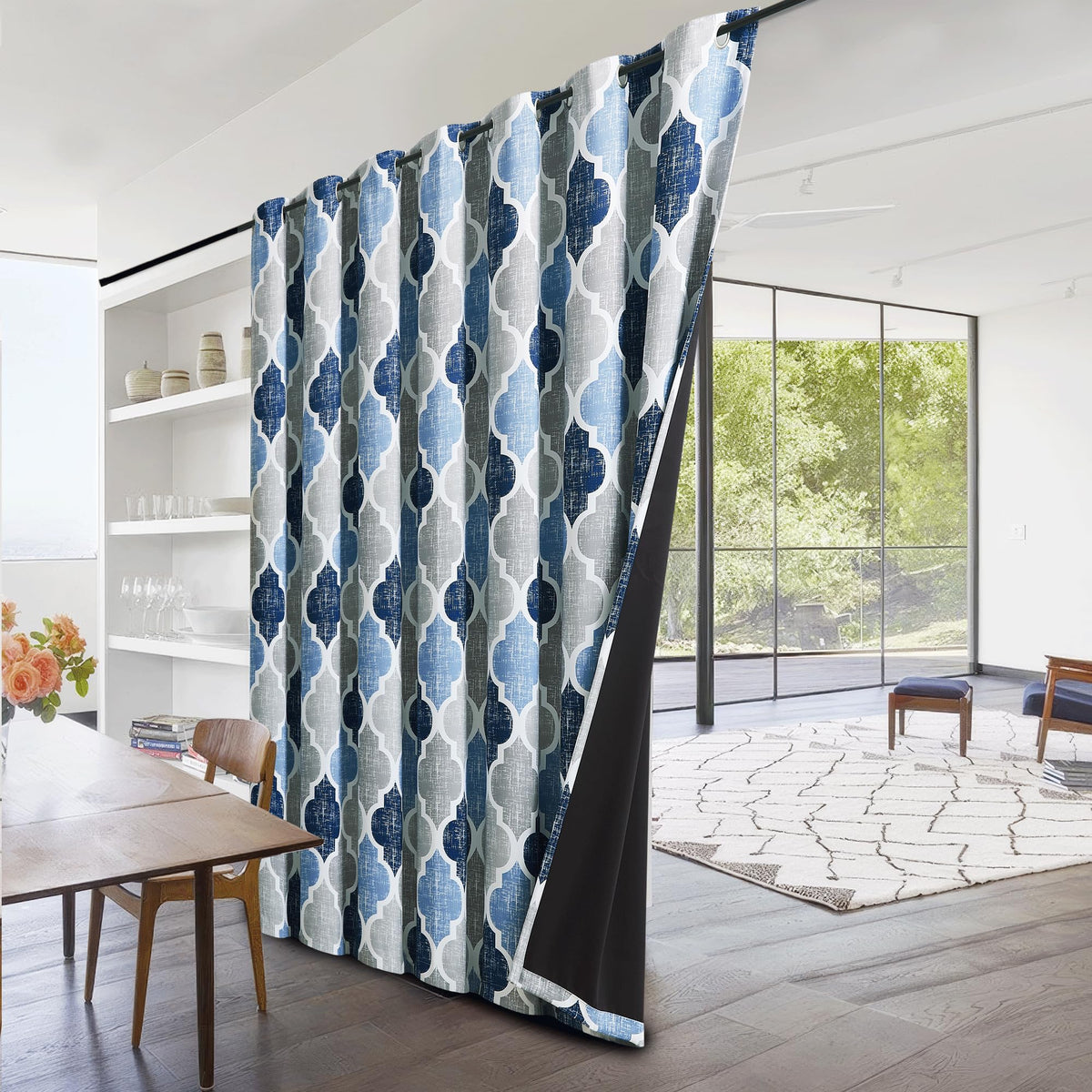 Blue Grey 100x84 Blackout Curtains R3510