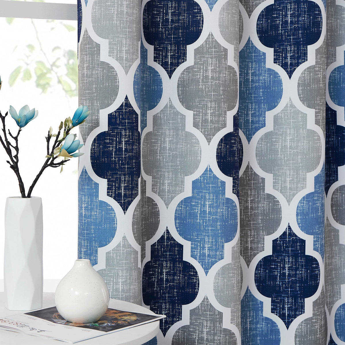 Blue Grey 100x84 Blackout Curtains R3510