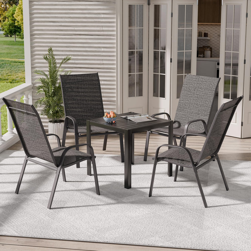 Dark Grey Metal Patio Chairs Set of 4 U79698