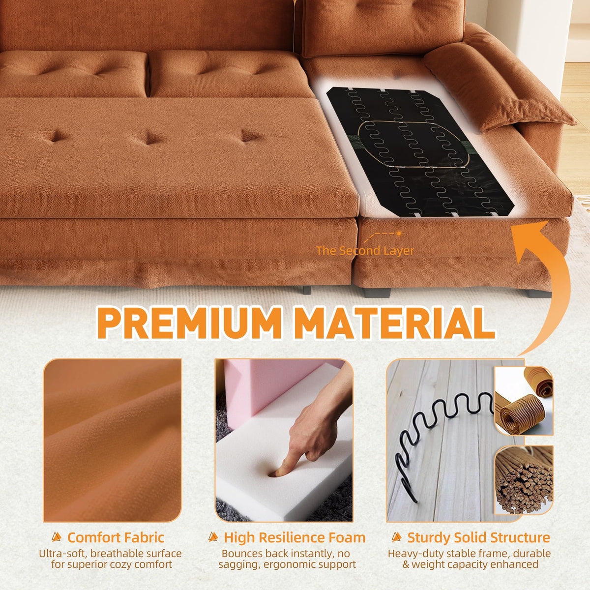 110" 3-in-1 Convertible Sleeper Sofa Bed F1469