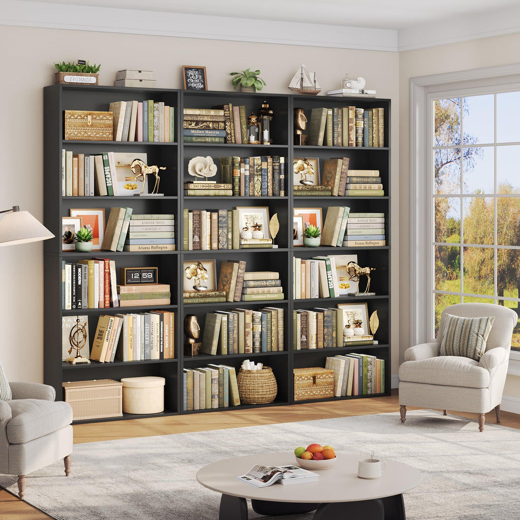 6 Tier Tall Black Bookshelf and Bookcase P936857