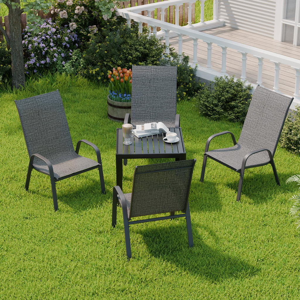 Dark Grey Metal Patio Chairs Set of 4 U79698