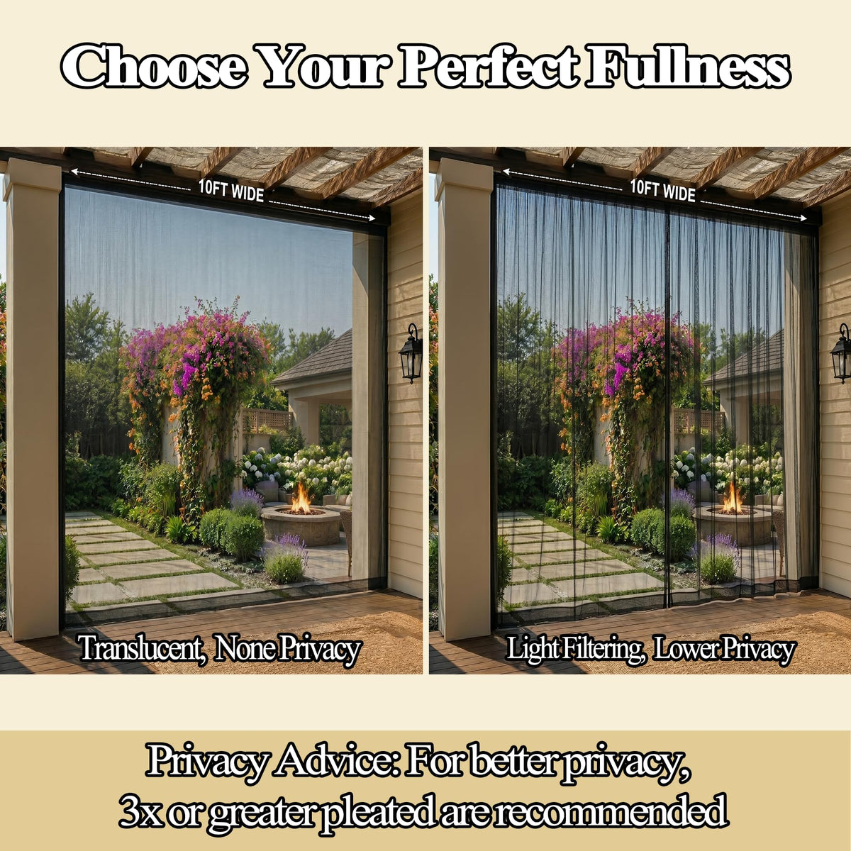 Black Mesh Mosquito Netting Curtains, 2 Panels M248