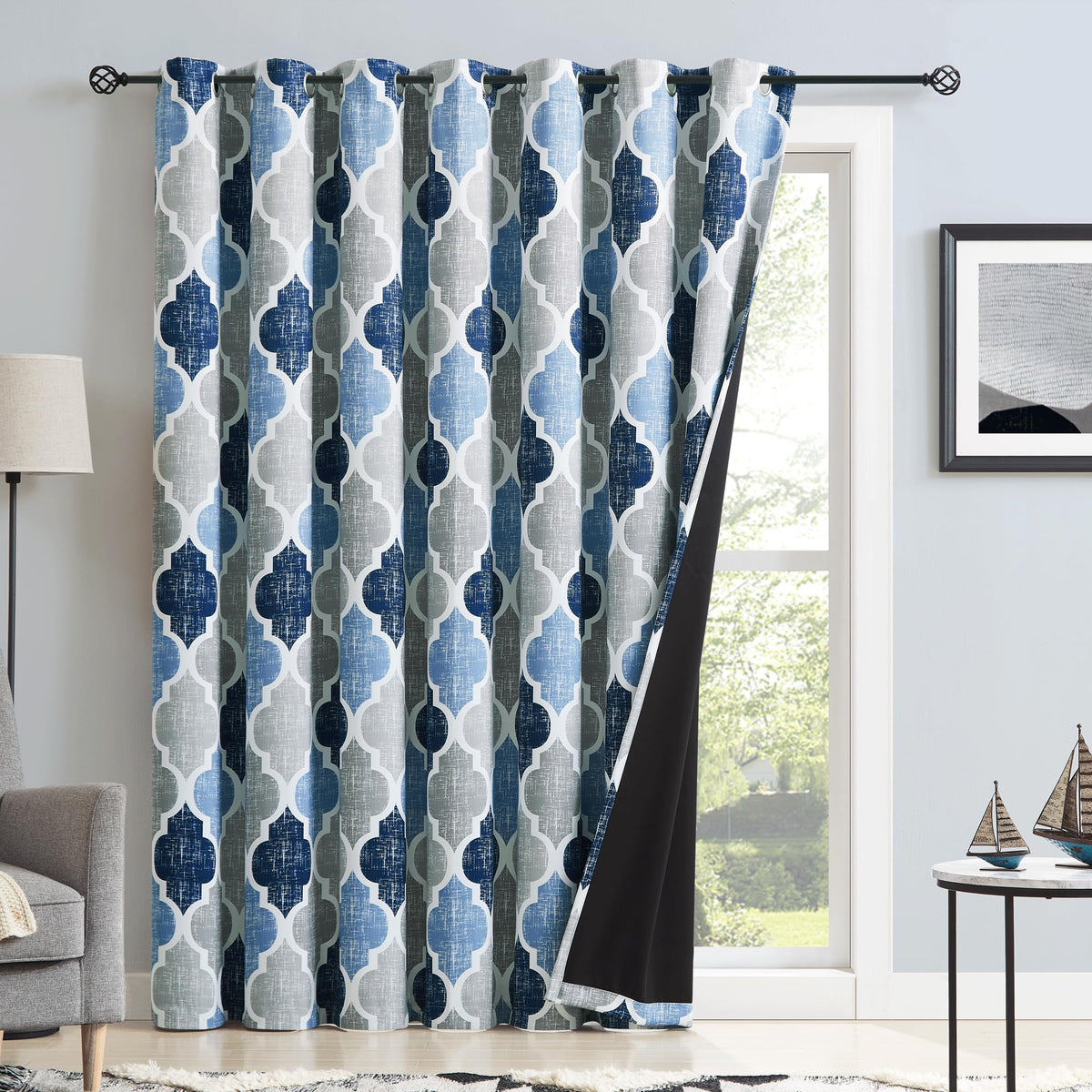 Blue Grey 100x84 Blackout Curtains R3510