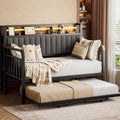 Brown Metal Daybed with Trundle and Storage Headboard Z7701